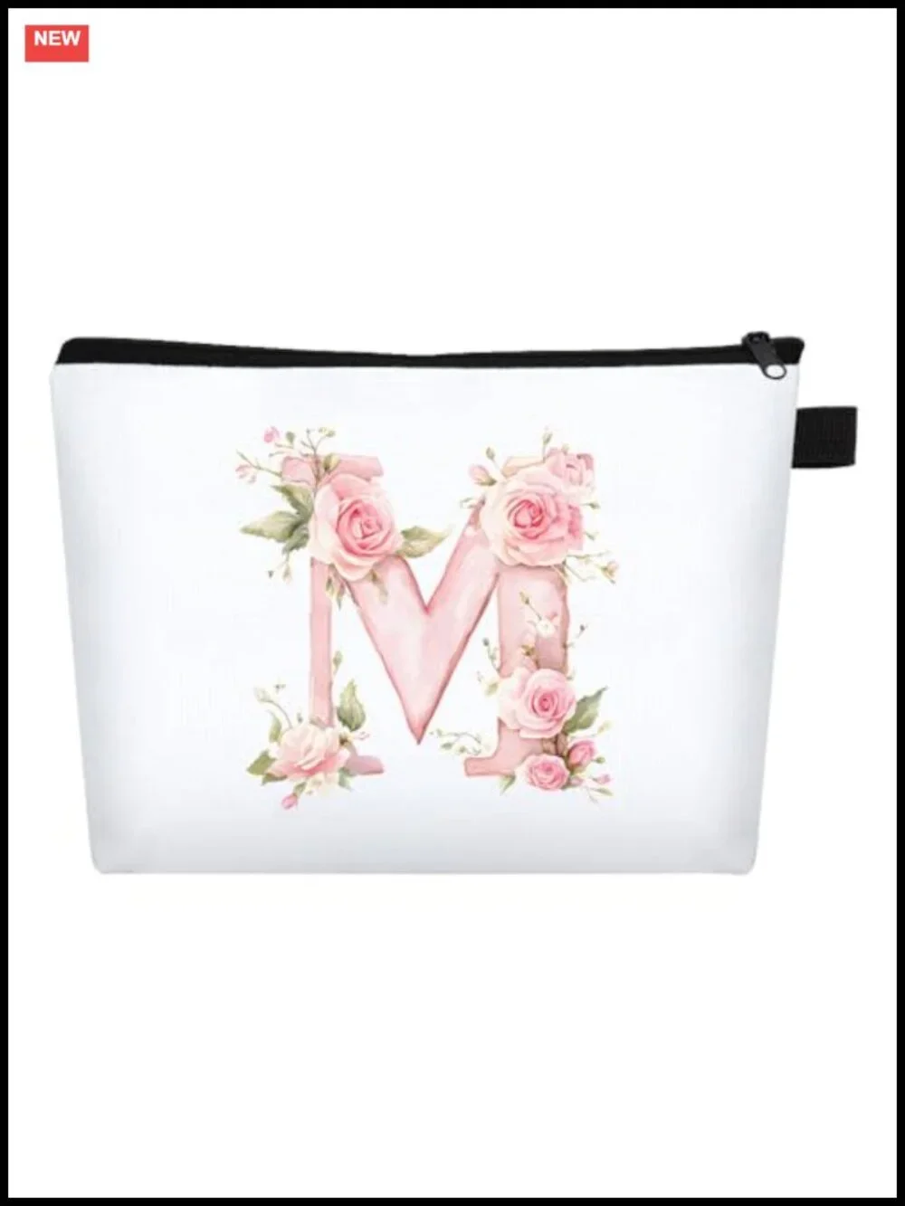 Personalized A-Z Initial Canvas Makeup Bag Bridesmaid Gift Travel Cosmetic Pouch